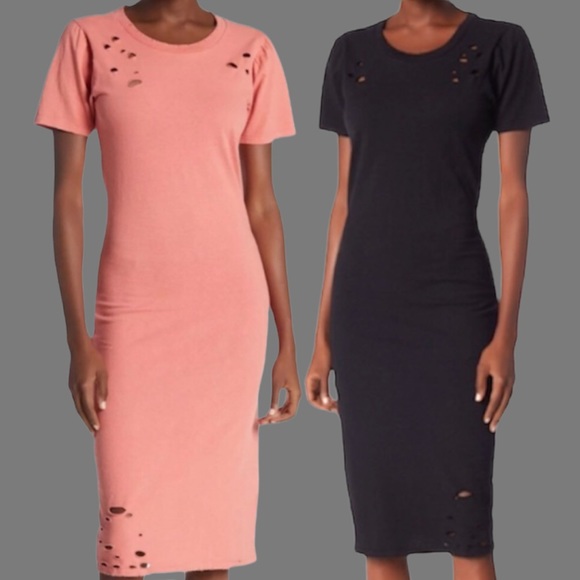 🆕Nordstrom’s ”Midnight” Distressed T-Shirt Dress - Picture 8 of 10